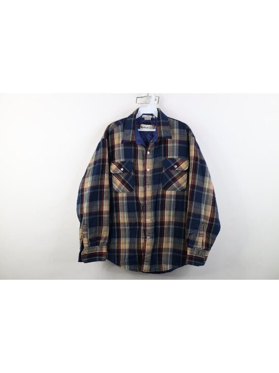 Vintage Other - Vintage 90s Streetwear Mens Large Quilted Flannel Knit Button Shirt Jacket Jac